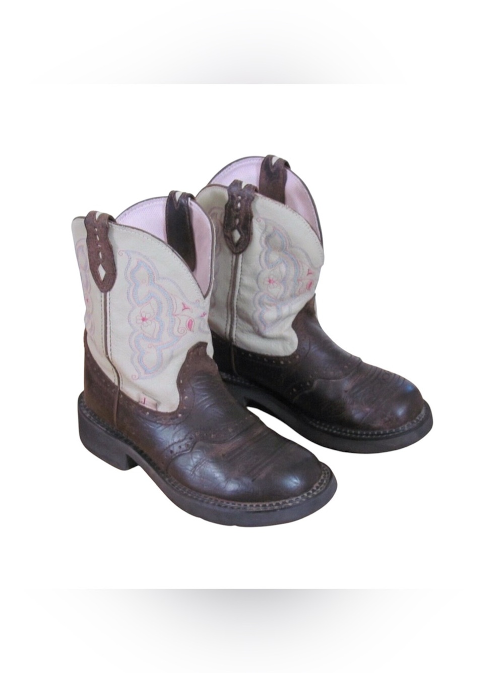 Justin Gypsy Boots Size 9B Brown & Cream Western Cowgirl L9924